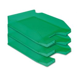 Corbeille courrier q-connect a rchivo documents a4 /24x32cm empilable 35x25.5x6.5cm coloris vert transparent