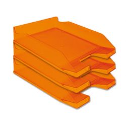 Corbeille courrier q-connect a rchivo documents a4 /24x32cm empilable 35x25.5x6.5cm coloris orange transparent