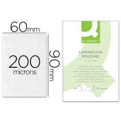 Pochette plastification q-connect économique plastification chaud format 90x60mm 200 microns boîte 100 unités