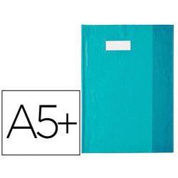 Protège-cahier elba styl'sms pvc opaque 12/100e sans phtalates porte-étiquette et étiquette 170x220mm turquoise