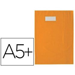 Protège-cahier elba styl'sms pvc opaque 12/100e sans phtalates porte-étiquette et étiquette 170x220mm orange