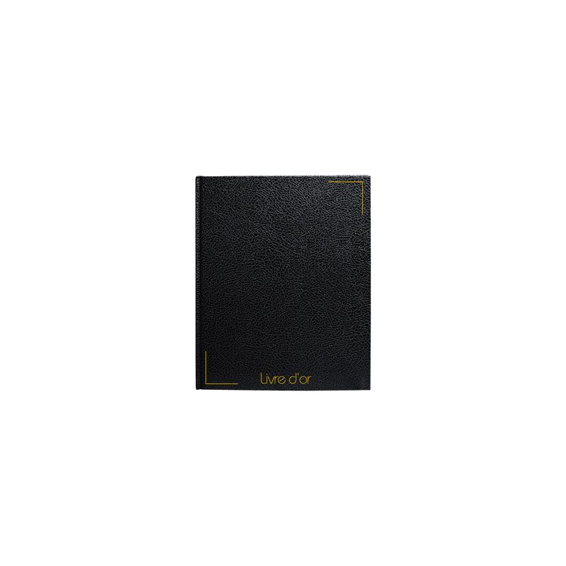 Livre d'or sign simil cuir 205x260mm 128f aspect croco papier crème ligné coloris noir