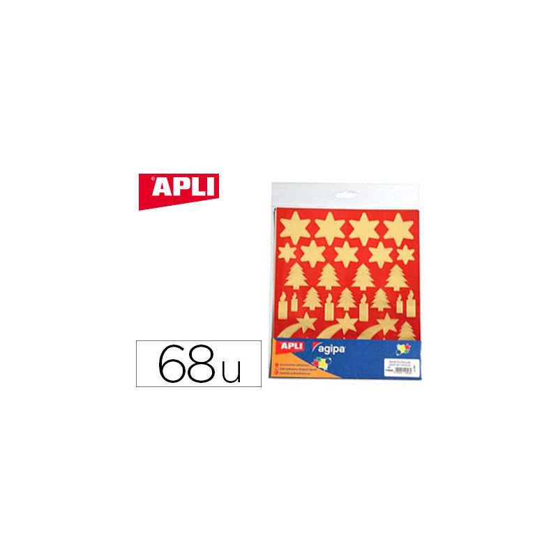 Gommette noël apli agipa coloris or fond rouge pochette 68 unités