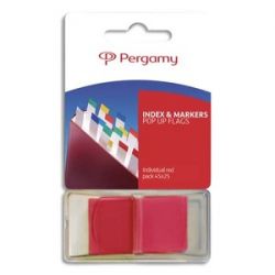 PERGAMY Set de 50 index marque-pages standards 2,5 x 4,3 cm. Coloris Rouge
