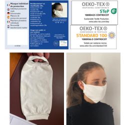 Masque de protection textile. Lavable 60°. Réutilisable 20 fois. Conforme ANSM catégorie 2