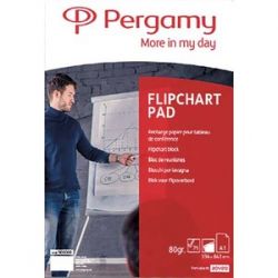 PERGAMY Recharge papier pour chevalets, Rouleau de 50 feuilles 70g Blanches Unies, Format L65 x H98 cm