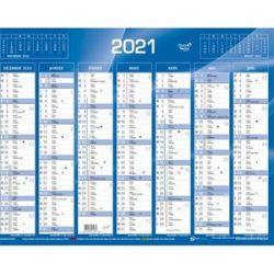 QUO VADIS Calendrier 7 mois par face avec vacances scolaires en haut, format 43 x 33,5 cm Bleu