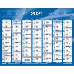 QUO VADIS Calendrier 7 mois par face avec vacances scolaires en haut, format 21 x 27 cm Bleu