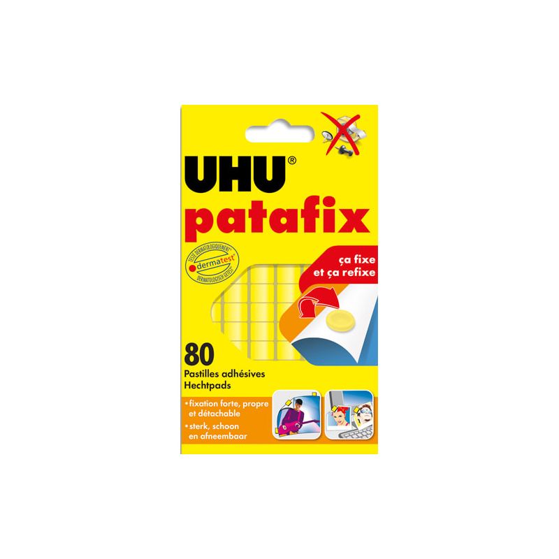 UHU Pastilles adhésives prédécoupées, réutilisables, PATAFIX