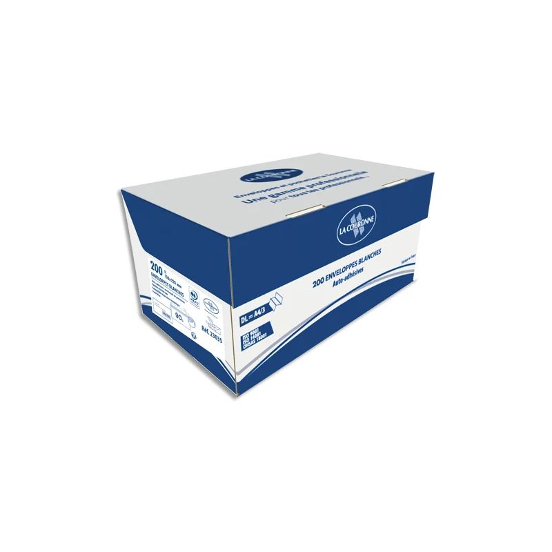 OXFORD Boîte de 200 enveloppes blanches auto-adhésives 90g format 110x220mm DL