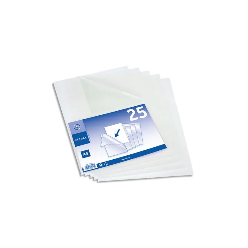 VIQUEL Sachet 25 pochettes coin PP grainé 13/100e. Coloris incolore