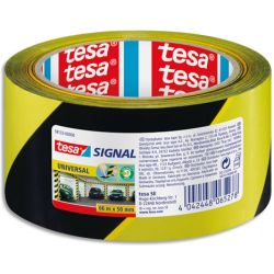 TESA Ruban adhésif Signal Universal Noir et Jaune, polypropylène, pour marquage, 52 microns, 66 m x 50 mm