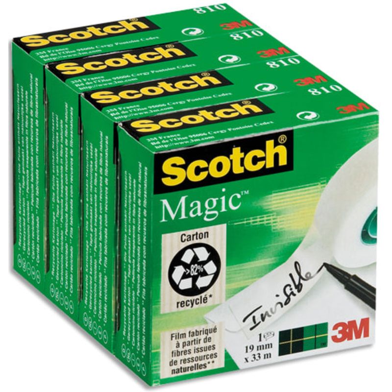 SCOTCH Lot de 4 rubans Magic 810 19mmx33mm