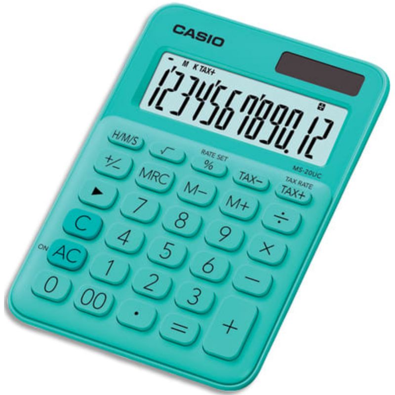 CASIO Calculatrice de bureau 12 chiffres Verte MS-20UC-GN-S-EC