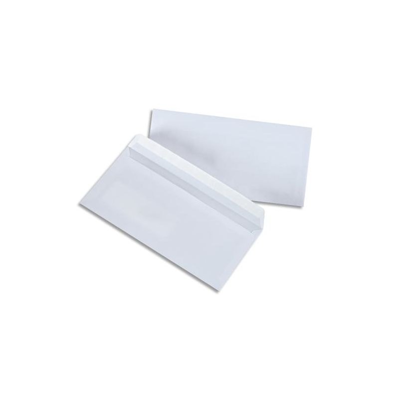 500 enveloppes Blanches 80g DL 110x220 mm auto-adhésives