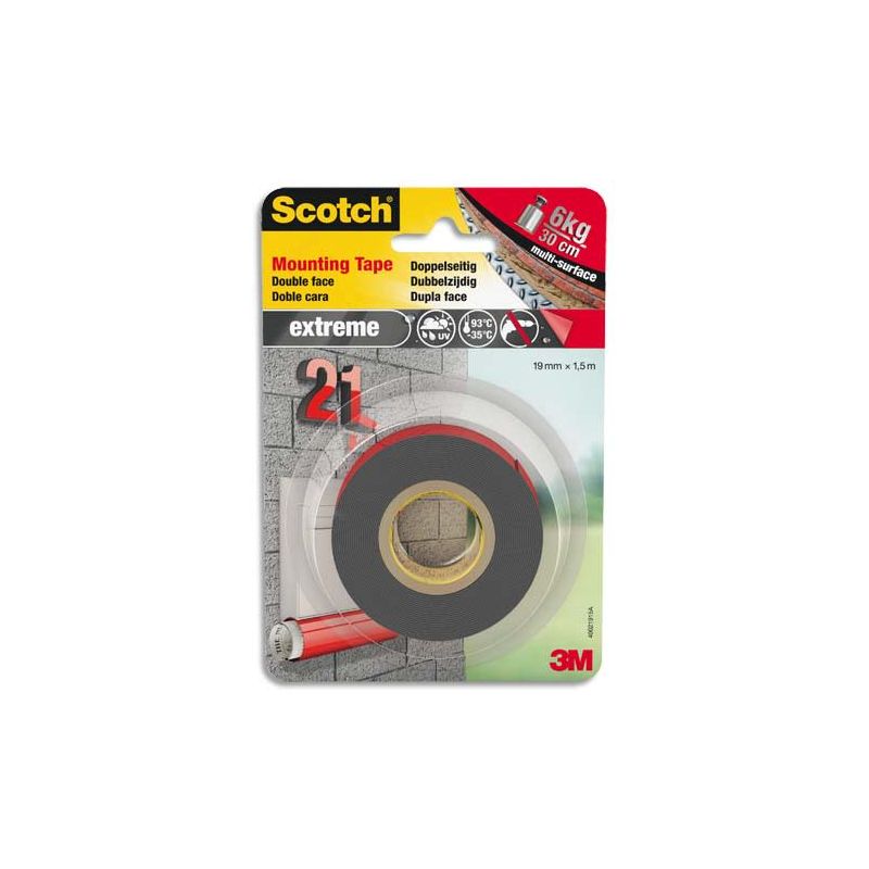 Scotch double face extra fort résistant tous supports