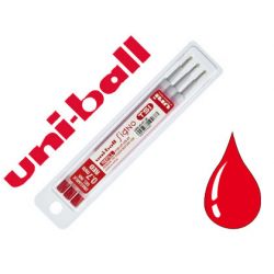 Recharge uniball roller signo tsi encre gel effaçable pointe moyenne tracé 0.7mm coloris rouge set 3 unités