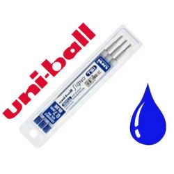 Recharge uniball roller signo tsi encre gel effaçable pointe moyenne tracé 0.7mm coloris bleu set 3 unités