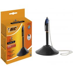 BIC Stylo bille 4 couleurs sur socle coloris Noir Encre Bleu