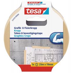 TESA Ruban adhésif papier Krepp spécial arts graphiques 19 mm x 25 m