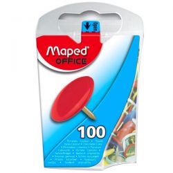 MAPED Boîte de 100 punaises en acier galvanisé 10mm coloris assortis