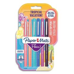 PAPERMATE Pochette de 6 Stylos feutres Flair Original Tropical pointe 0,4mm