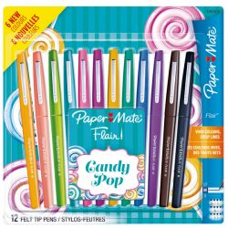 PAPERMATE Pochette de 12 Stylos feutres Flair Original Candy Pop pointe 0,4mm