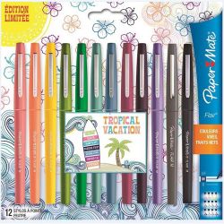  PAPERMATE Pochette de 12 Stylos feutres Flair Original Tropical pointe 0,4mm