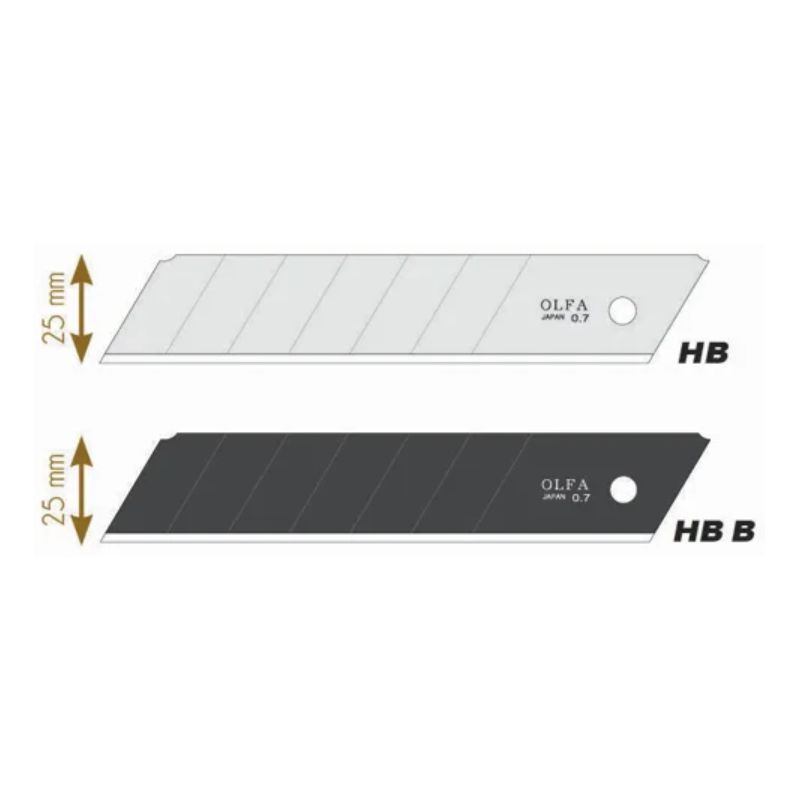 OLFA Recharge de 5 lames HB-5B en acier inoxydable, lame secable, pour cutter XH-1 - Largeur 25 mm