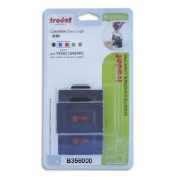 TRODAT Blister 3 recharges 6/56 pour appareils 5177/5204/5558/55510 Bicolore Bleu et Rouge