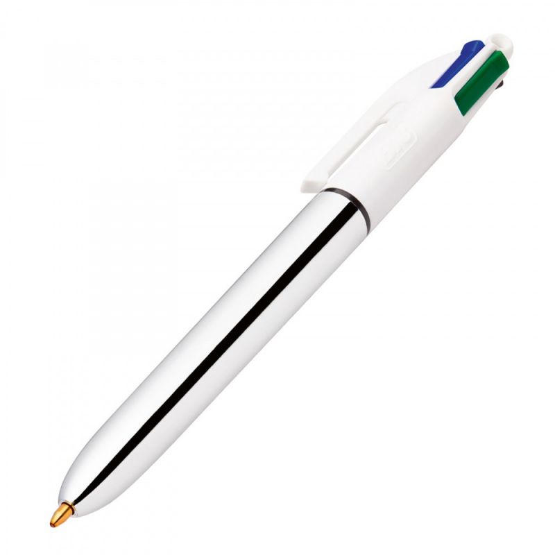 Stylo 4 couleurs à bille rétractable - Argent BIC Shine