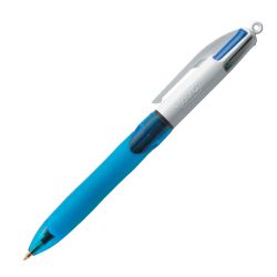 BIC Stylo bille 4 Couleurs pointe moyenne rétractable et rechargeable avec grip