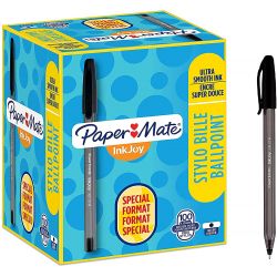 PAPERMATE Boîte de 100 Stylos bille INKJOY pointe moyenne Encre Noire