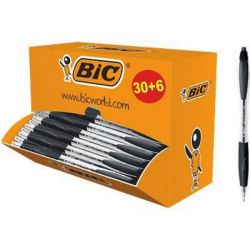 BIC Pack éco de 30+6 stylo bille ATLANTIS Pointe moyenne Rechargeable Encre Noire
