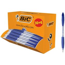 BIC Pack éco de 30+6 stylo bille ATLANTIS Pointe moyenne Rechargeable Encre Bleue