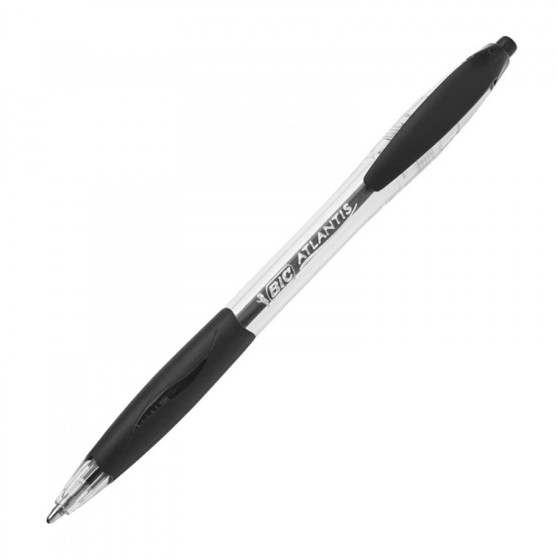 BIC ATLANTIS Stylo à bille rechargeable pointe moyenne rétractable encre Noire