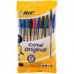 BIC CRISTAL Pochette de 10 stylos à bille pointe moyenne 4 Coloris