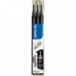 PILOT Set de 3 recharges pour roller FriXion Pointe HI-TEC fine 0,5 mm Encre Noir