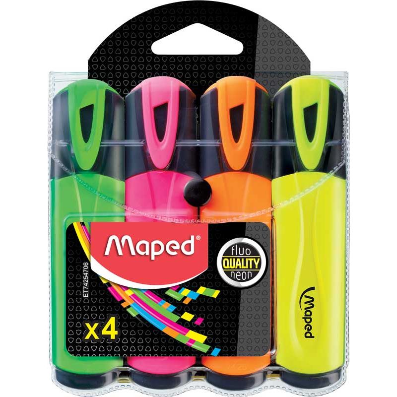 MAPED Pochette de 4 Surligneurs Coloris assortis