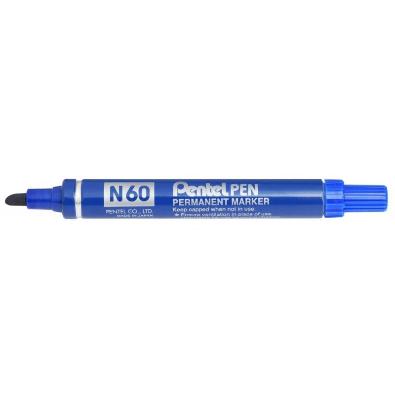 PENTEL N60 Marqueur permanent pointe biseau Encre Bleue indélébile