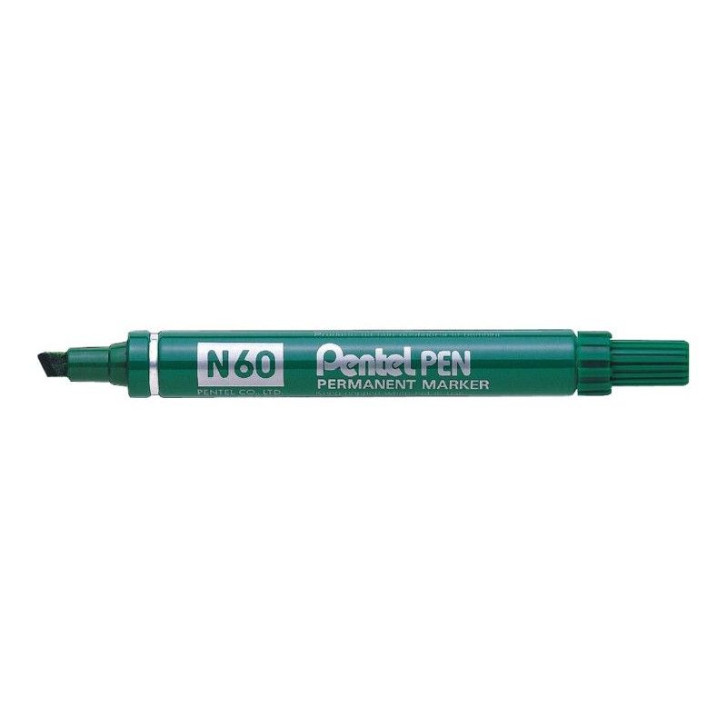 PENTEL N60 Marqueur permanent pointe biseau Encre Verte indélébile