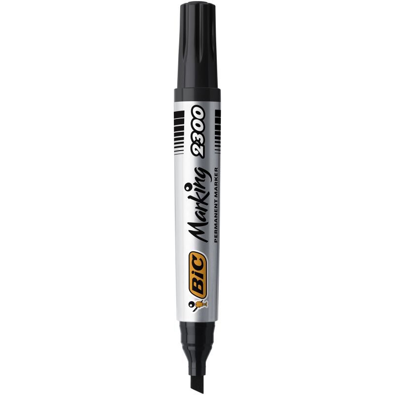 BIC Marqueur permanent pointe biseau corps plastique encre à base