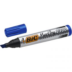 BIC Marqueur permanent pointe biseau Encre à base d'alcool Bleue