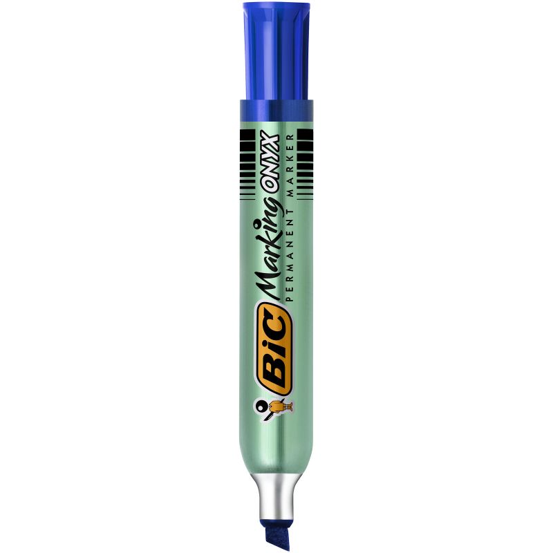 BIC ONYX 1991 Marqueur permanent pointe biseau grande contenance encre Bleue