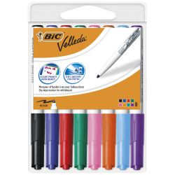 BIC VELLEDA 1748 Pochette de 8 Feutres effaçables à sec pointe ogive Coloris assortis