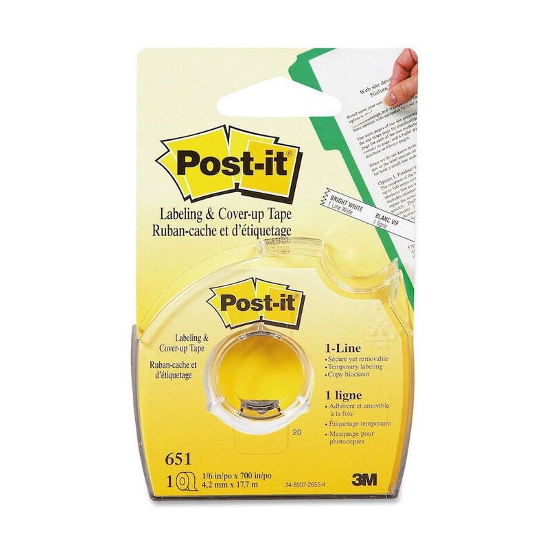 POST-IT Bande de correction adhésive et repositionnable sur dévidoir plastique jetable 8,4 mm x 17,7 m