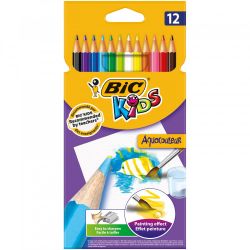 BIC Pochette 12 crayons de couleur aquarellable AQUACOULEUR