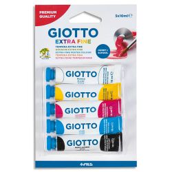 GIOTTO Blister de 5 tubes de gouache 10 ml Couleurs primaires