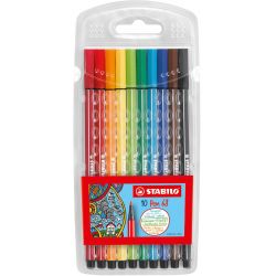 STABILO Etui chevalet 10 feutres PEN68 Pointe moyenne