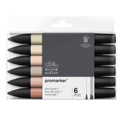 WINSOR & NEWTON Set 6 marqueurs double pointe PROMARKER Tons chair